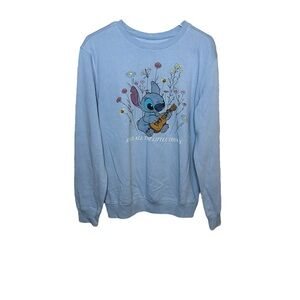 Disney Stitch Blue Crew Neck Lightweight Sweater Medium NEW